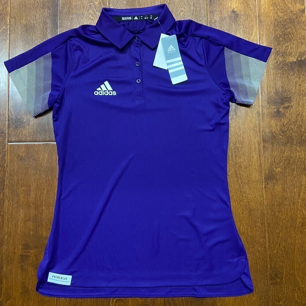Adidas Women's Prime Polo Purple Athletic Top Primeblue Size Small NWT - Picture 2 of 8